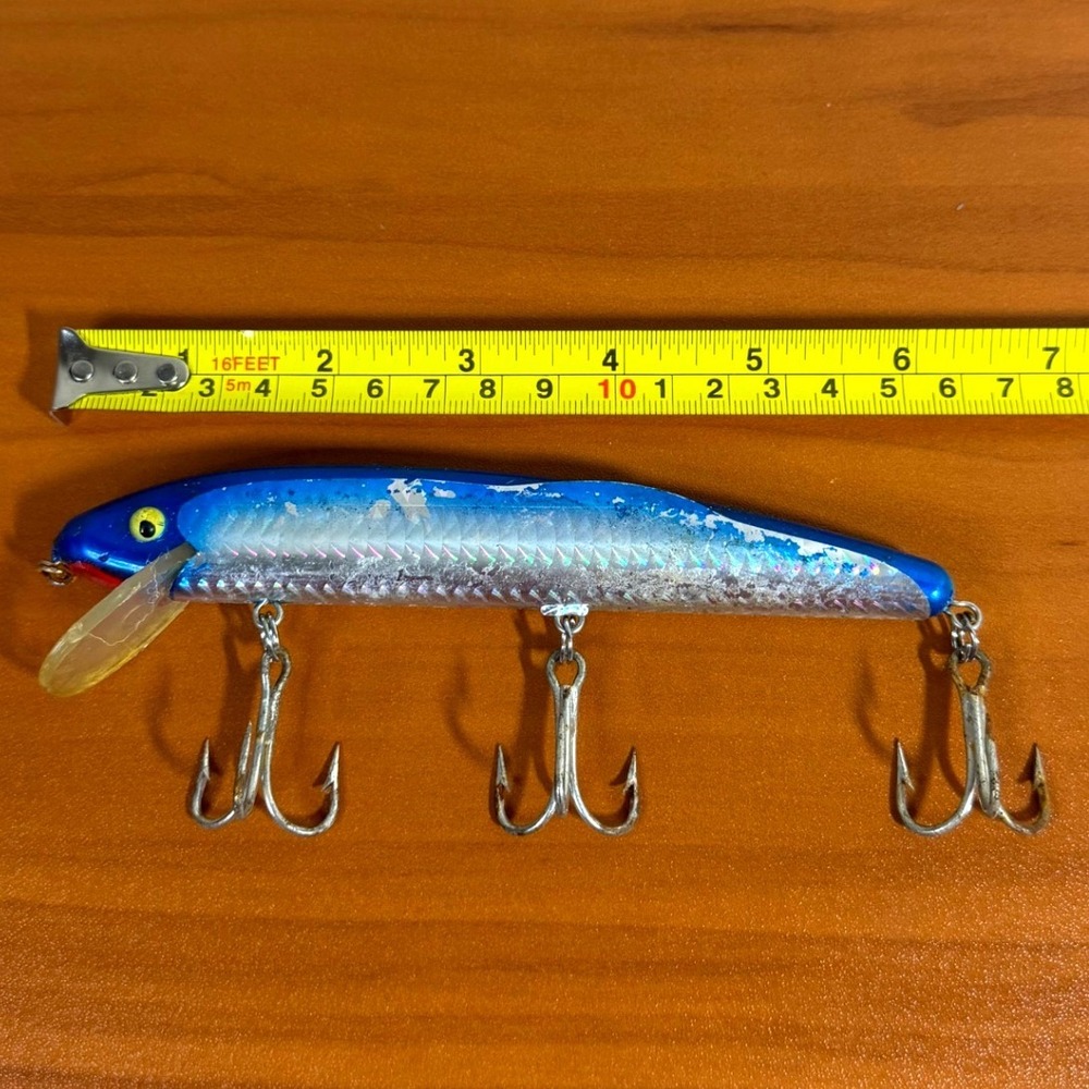 Vintage Grandma Lure 6" Blue Silver Holographic Musky Pike Fishing Bait
